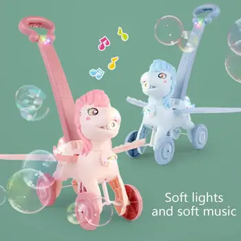 Электронная машина для мыльных пузырей Модернизированная Машина для выдувания мыльных пузырей С музыкой и подсветкой, Мультяшные Электрические игрушки для выдувания мыльных пузырей